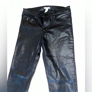 Black Metallic Coated Pants Size 8